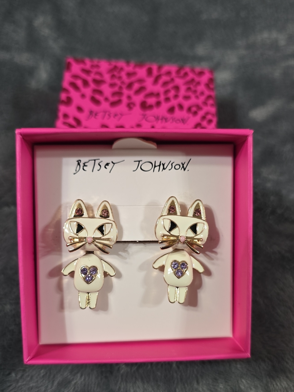 Betsey Johnson Mini Critters Kitty Cat Earrings